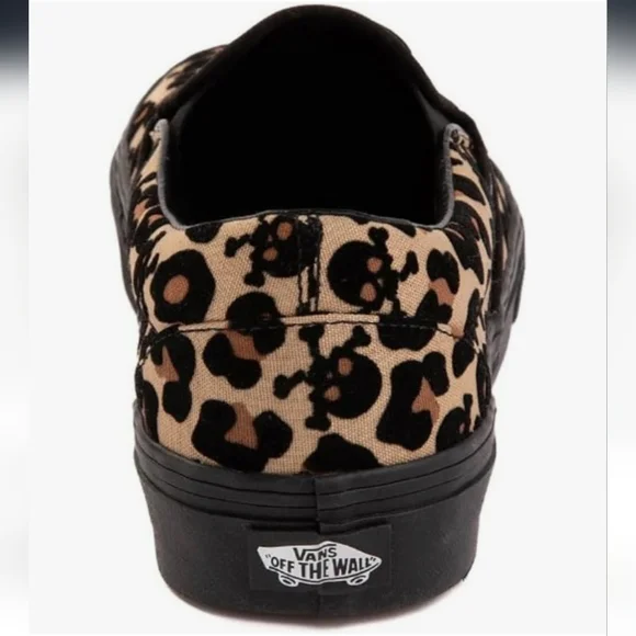 Vans Leopard/Skulls/Black/Tan Pattern Slip-Ons - Picture 4 of 5